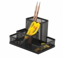 Przybornik ażurowy z 4 przegrodami Q-CONNECT Office Set metalowy czarny KF15112